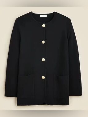 J. Crew Black Giselle sweater-blazer Cardigan with Gold Buttons
